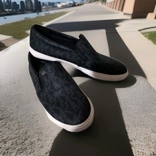 Michael Kors Women's Keaton Low Top Slip On Fashion Sneakers Black, Size: 9 M