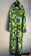 Minecraft Hooded Sleeper Youth Size 12 Long Sleeve One-Piece Pajamas Mojang