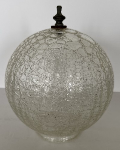 Globe Crackle Glass Clear Ceiling Light Fixture Shade MCM 7” Round 4” Fitter - Picture 12 of 12
