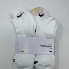 Nike Everyday Plus Cushioned Quarter Ankle Socks 6-Pair White/Black - Size L