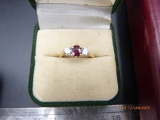 Ruby and 2 diamond 18ct Engagement Ring, of stunning Quality.