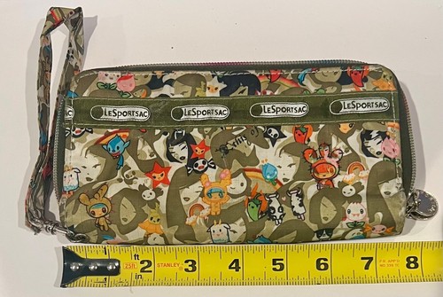 LeSportsac Ciao Olive Camo Tokidoki Playground Rainbow Zip Around Wristlet *READ - Picture 4 of 15
