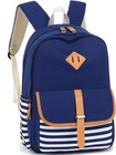 Leaper Canvas School Backpack for Girls Laptop Bag Travel Blue-stripe 