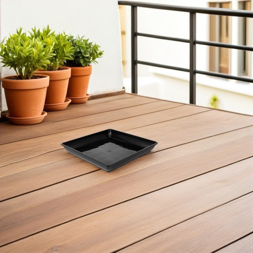  4 Stück Pflanzuntertassen für draußen: Quadratisches Pflanztablett aus Kunststoff für Blumentöpfe - - Bild 8 von 12