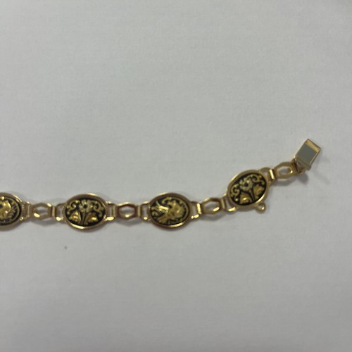 Toledo Damascene Bracelet Vintage 70s Gold Tone & Black Enamel 19cm Long - Picture 5 of 6