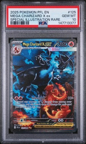2025 POKEMON PHANTASMAL FLAMES ILLUSTRATION RARE #125 MEGA CHARIZARD X EX PSA 10