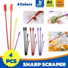 4x Silicone Mini Spatula Jar Scraper Scoop Tip Long Spatula Cosmetic Bottle-Tool