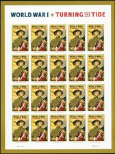 WWI Turning The Tide Pane of 20 Current Rate Stamps Scott 5300