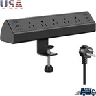 Desk Mount Power Strip USB C Fast Charger Surge Protector 5 Outlets 6FT