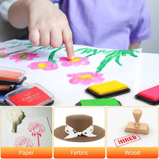 Large Finger Ink Pads Kids Washable Craft Stamp 16 Color DIY Rubber Stamps Paper