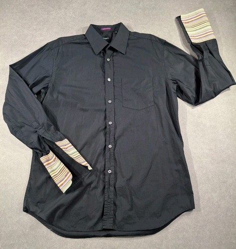 Paul Smith Mens Shirt Signature Stripe Double Cuff 16.5"/42 Black Made in Italy - Picture 7 of 19
