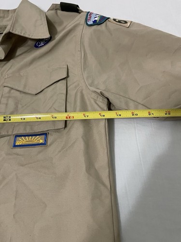 Boy Scouts of America BSA hellbraunes Uniformhemd genäht Truppenaufnäher Jugend Large - Bild 4 von 6