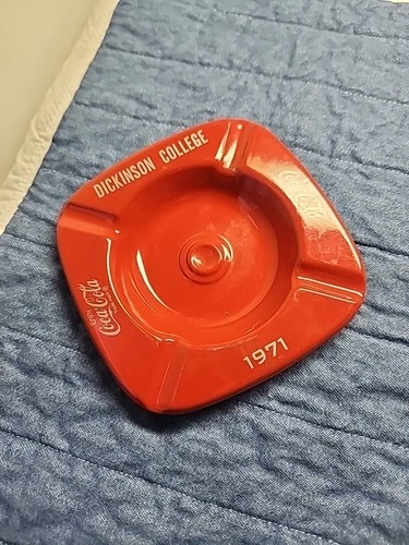 Vintage Dickinson College 1971 Coca-Cola Tin Ashtray Advertising