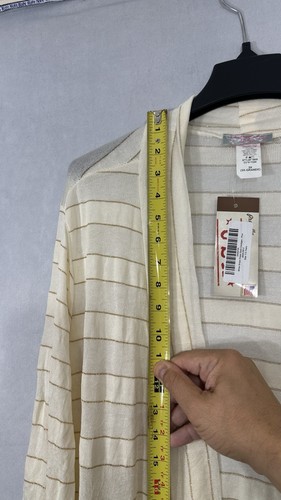 pretty young thing Draped Open Cardigan White Stripe Blend Size 3X NEW - Picture 10 of 16