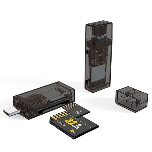 Transparent SD TF Memory Card Reader USB Type-C For Lightning For Iphone
