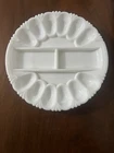 VTG LE SMITH Heritage MILK Glass Deviled EGG PLATE Relish Nice 12”