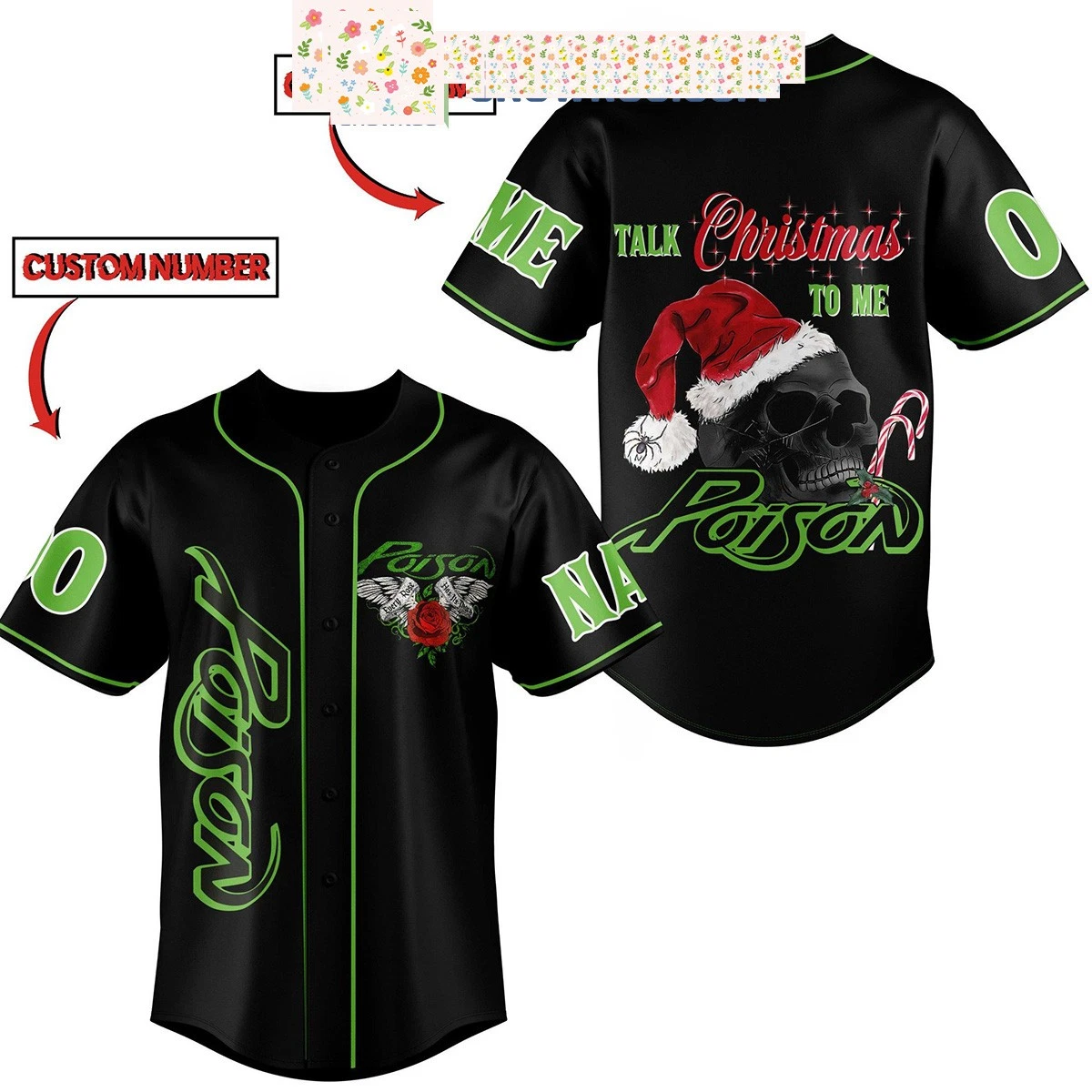 Poison Talk Christmas To Me Personalized Baseball Jersey
