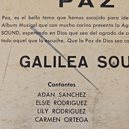 Galilea Sound Paz CHRISTIAN RECORDS 001 MUSICA CRISTIANA VG/VG #7376 - Bild 13 von 17