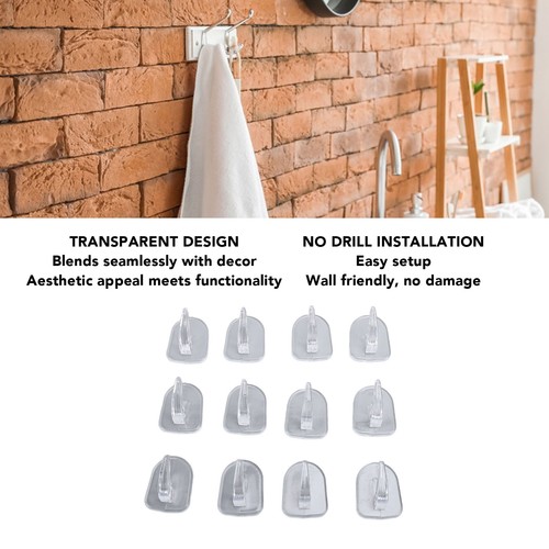 .›30 Pcs Adhesive Wall Hooks Non Marking No Drill Sticky Clear Hanging Hooks For - Picture 10 of 22