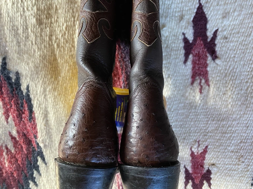 Мужские полный Quill страус экзотический ковбой ботинки темно-коричневый, размер 10 - Изображение 4 из 4