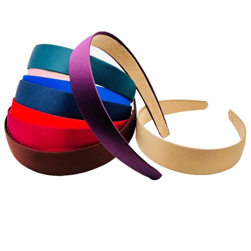 9 Pack 1 Inch Satin Headbands Ladies and Girls Anti-Skid Hard Hair Bands - Picture 3 of 4