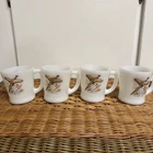 Fire King Vintage Ovenware Glass Ring-Necked Pheasant Coffee Cup Mug Set Of 4