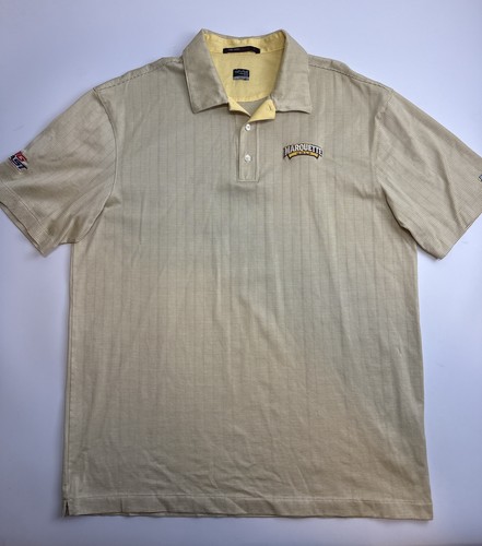 Nike Tiger Woods Collection Marquette University Golf Polo XL Yellow Striped - Picture 1 of 8
