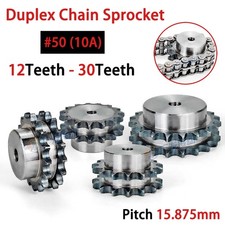 Duplex Chain Sprocket 12T - 30T Pitch 15.875mm For #50 10A Roller Chain 45#Steel