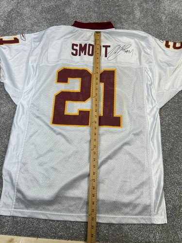 Vtg Washington Redskins Football Jersey Mens Large Reebok White 21 Smoot Signed - Picture 12 of 15