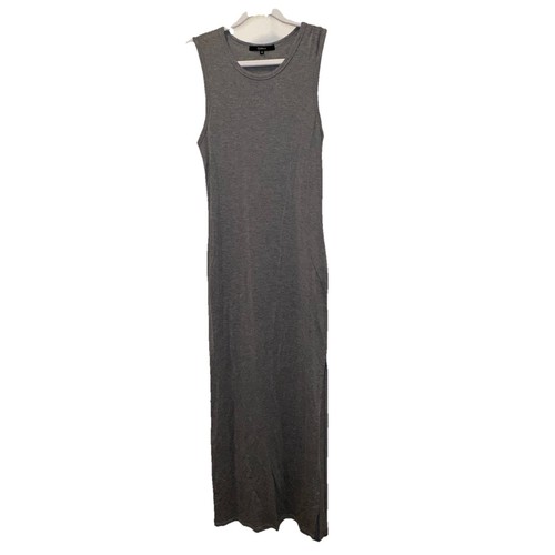 Quince Damen grau Tencel Jersey Tank Maxikleid Gr. M Seitenschlitz ärmellos