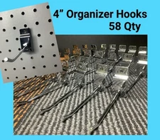 4" Slatwall Pegs/ Organizer Hooks, 58 pcs w/Screws, Open Box