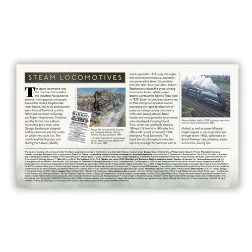 GB 2025 STEAM LOCOMOTIVES First Day Cover Stamp Set Tallents H pmk issue 25/9/25 - Imagen 2 de 3