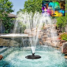 POPOSOAP Floating Pond Fountain with RGB LED Lights, 660GPH Pond Pump 30Ft Ca...