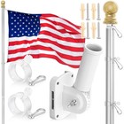 New ListingPole for Outside House with American Flag – 6Ft Aluminum Flagpole Kit with Wa.