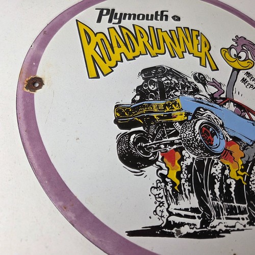 Letrero de porcelana de bomba de gas Hot Rod Plymouth Road Runner vintage Rat Fink - Imagen 5 de 14