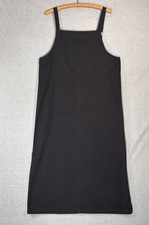 Vintage Premier International Black Denim Dress Womens Size L Cotton Prairie Bib