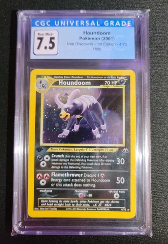 Pokémon Houndoom Neo Discovery 4/75 1st Edition Holo Rare CGC 7.5 NM/Mint