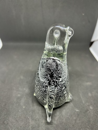 Hand Formed MANTORP SWEDEN Sommerso Art Glass PENGUIN Figurine Black and Silver - Picture 5 of 18