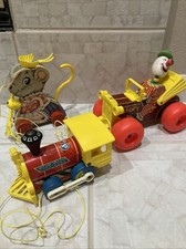 Vintage Fisher Price Wooden Pull Toys 724, 662, 643 Lot Of 3