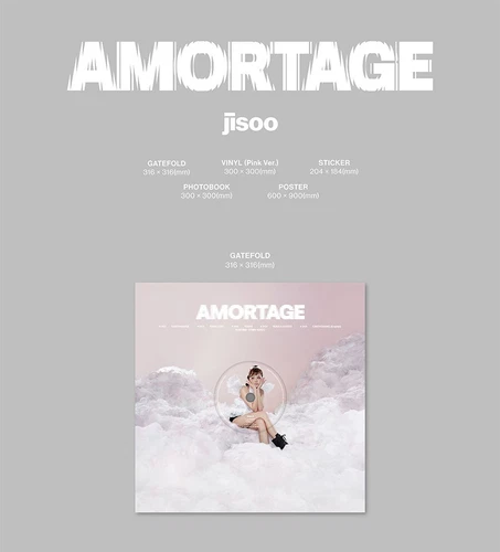 BLACKPINK JISOO AMORTAGE Mini Album VINYL Ver/LP+Sticker+Photo Book+Poster+GIFT