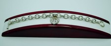 STERLING SILVER CABLE CHAIN LINK W HEART CHARM BRACELET 7.25"  FMN514