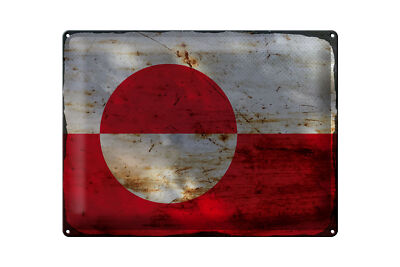 Blechschild Flagge Grönland 40x30 cm Flag Greenland Rost Deko Schild tin sign