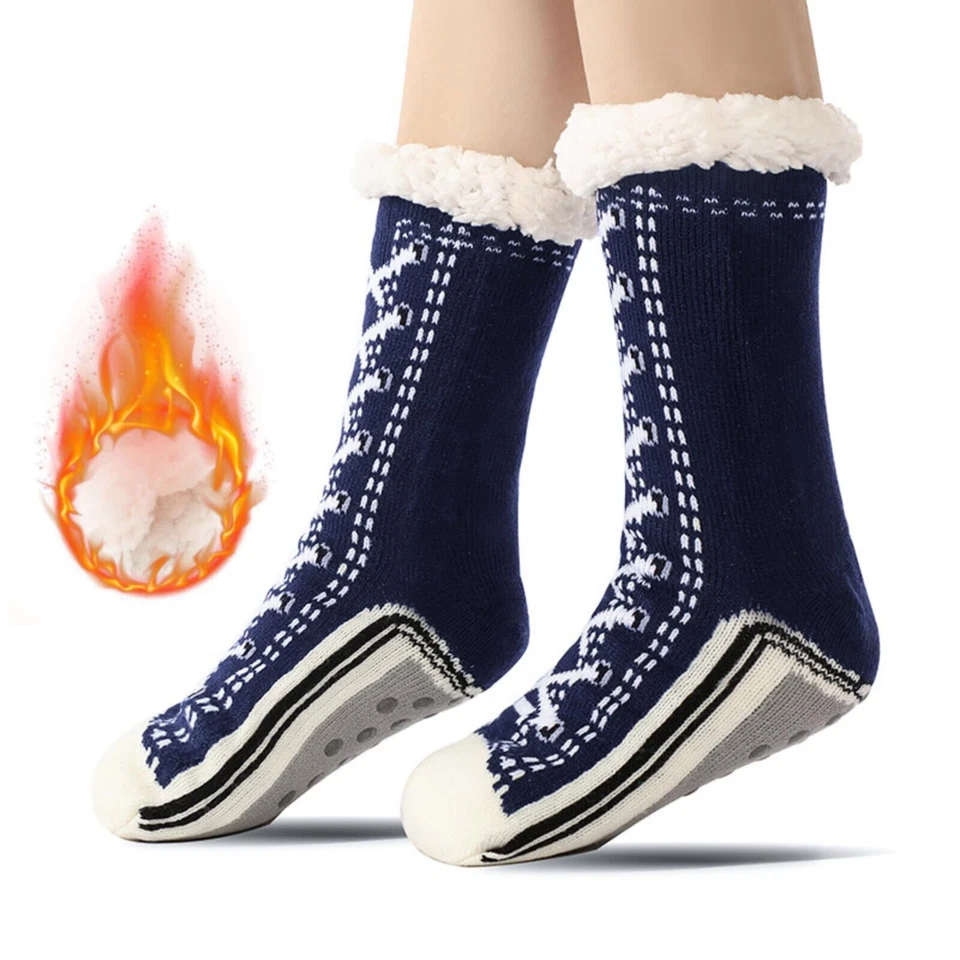 Calcetines deportivos ultra gruesos de cachemir para el hogar, calcetines antideslizantes Foto 3 de 4