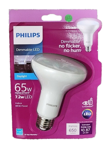 Philips Dimmable Light Bulb Indoor BR30 Flood Daylight 7.25W LED 5000K 4 Pack - Picture 2 of 5