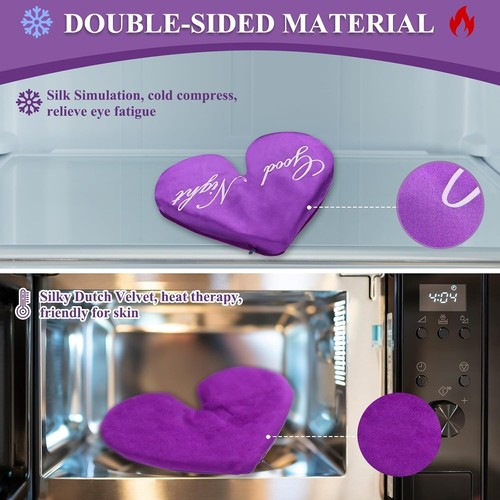 Heart Shaped Eye Pillow Weighted Lavender Eye Mask Hot or Cold Sleeping Mask - Picture 2 of 3