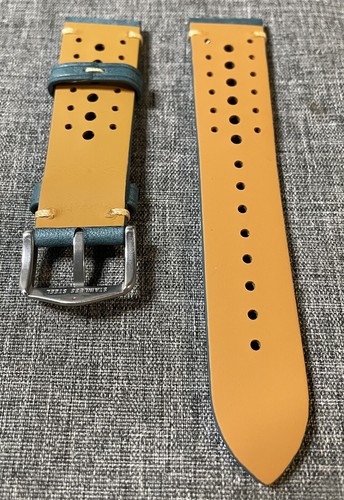 Superior top grain Italian leather watch strap / Rally / Motley Blue 20/22mm - Picture 6 of 7