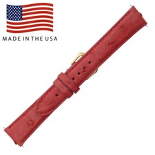 18mm Red Genuine Ostrich Watch Band - USA