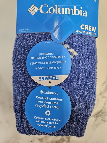 2 Pairs Women's Crew Socks Black & Blue, Soft Cotton, Cushioned Moisture Control - Picture 3 of 8
