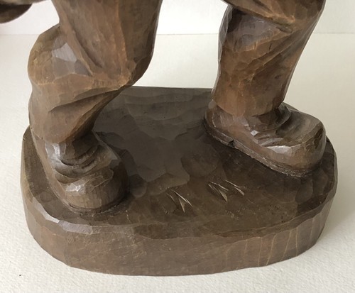 "Figura de estatua tallada a mano vintage de madera tallada a mano de 13,5"" para hombre pipa vino Oberammergau" - Imagen 10 de 13