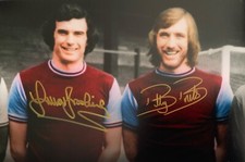 Billy Bonds Trevor Brooking signed West Ham 12x8 photo Image B RACC Trusted COA